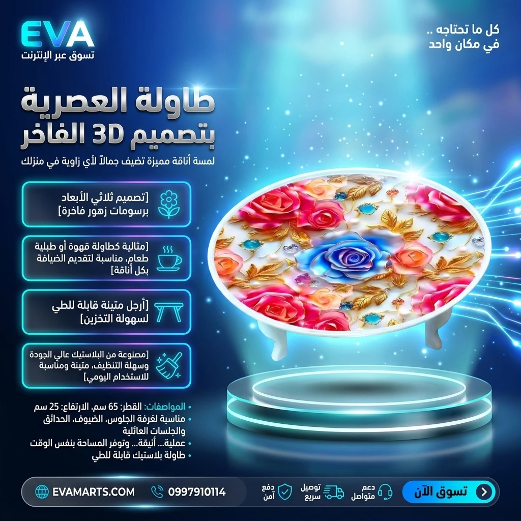 طاولة العصرية بتصميم 3D الفاخر